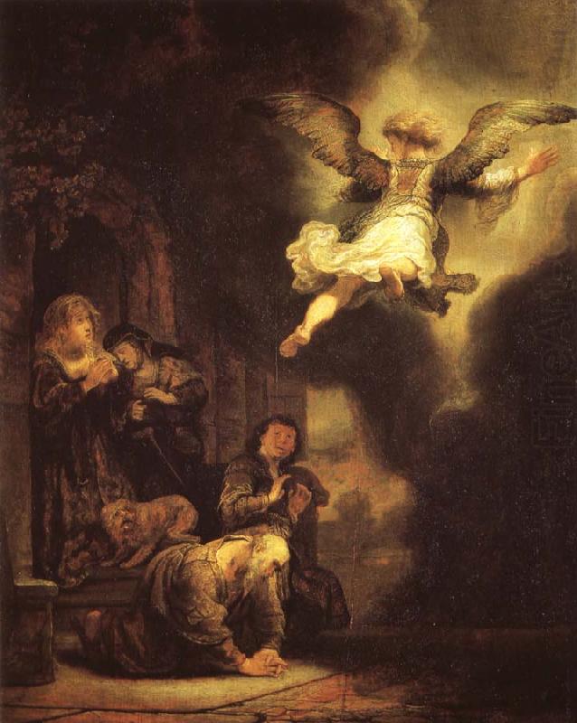 REMBRANDT Harmenszoon van Rijn The Archangel Raphael leaving Tobias-s Family china oil painting image